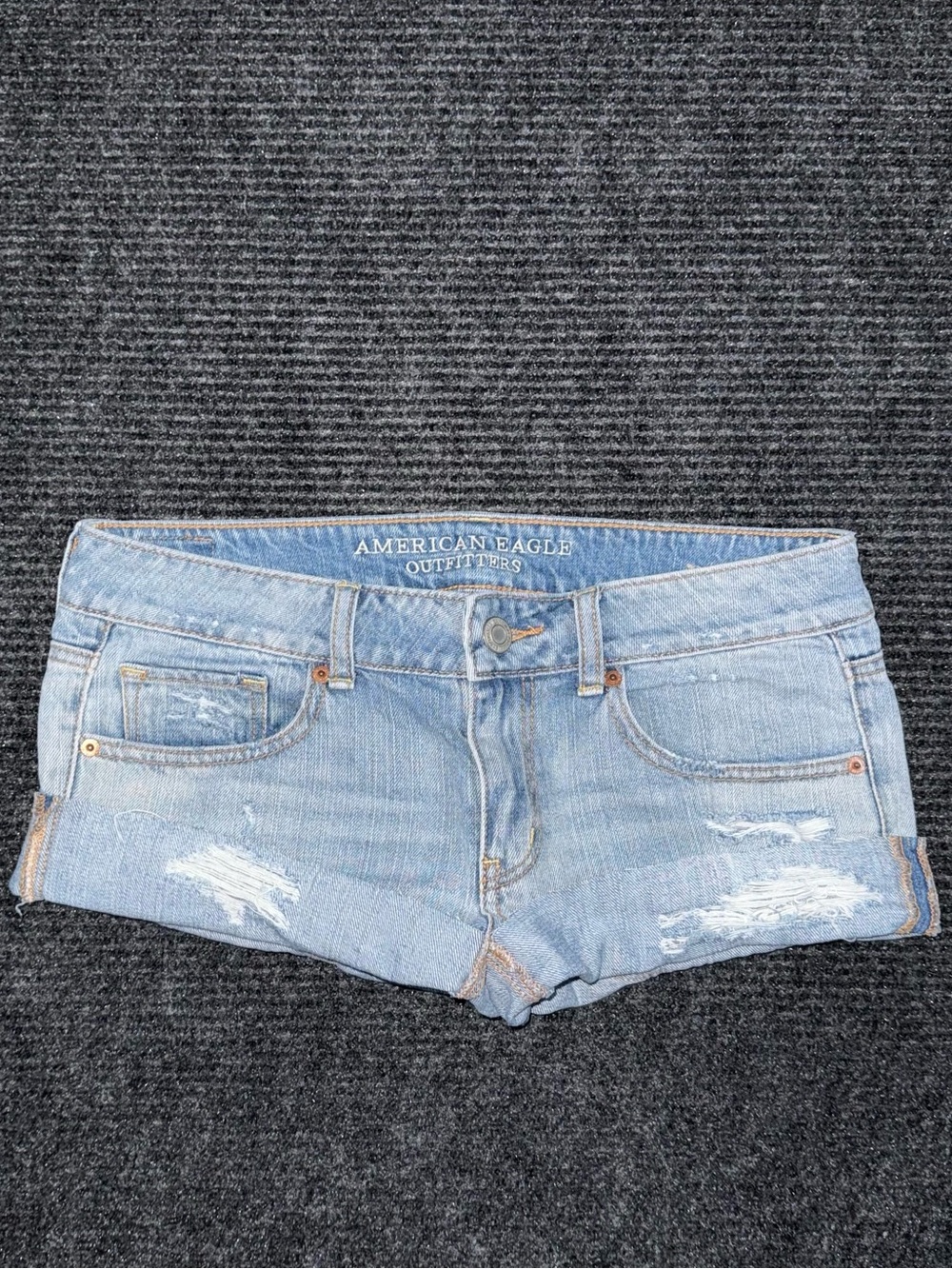American Eagle VTG Y2K Low Rise Micro Mini Jean Booty Shorts Sz 6 Grunge Preppy
